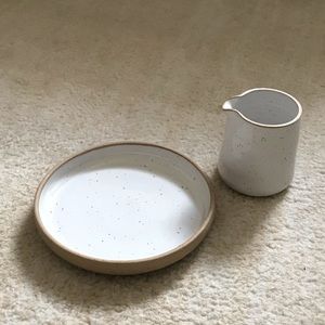 m. Bueno set of medium salad cake cookie plate and milk honey pitcher